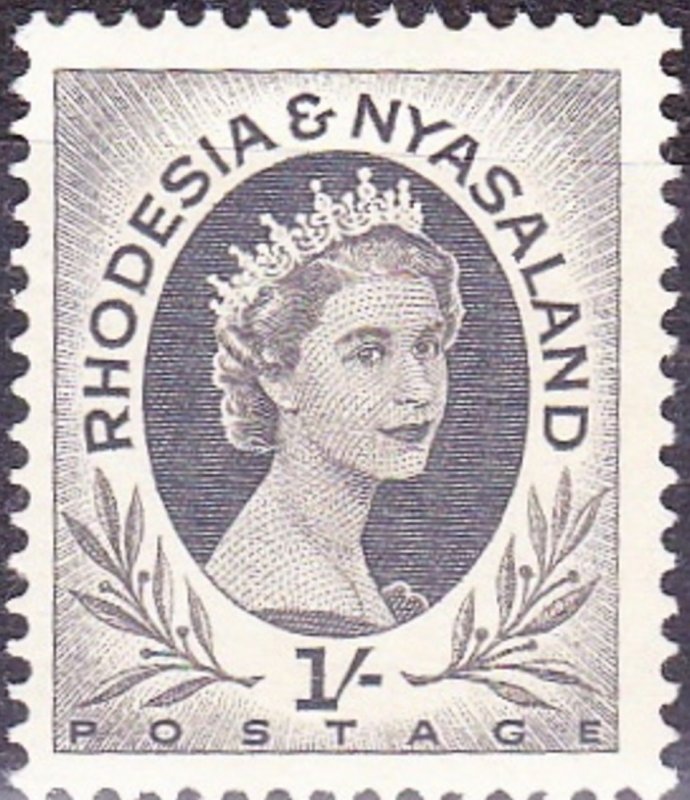 RHODESIA & NYASALAND 1954 EQII 1/- Grey-Black SG9 MH