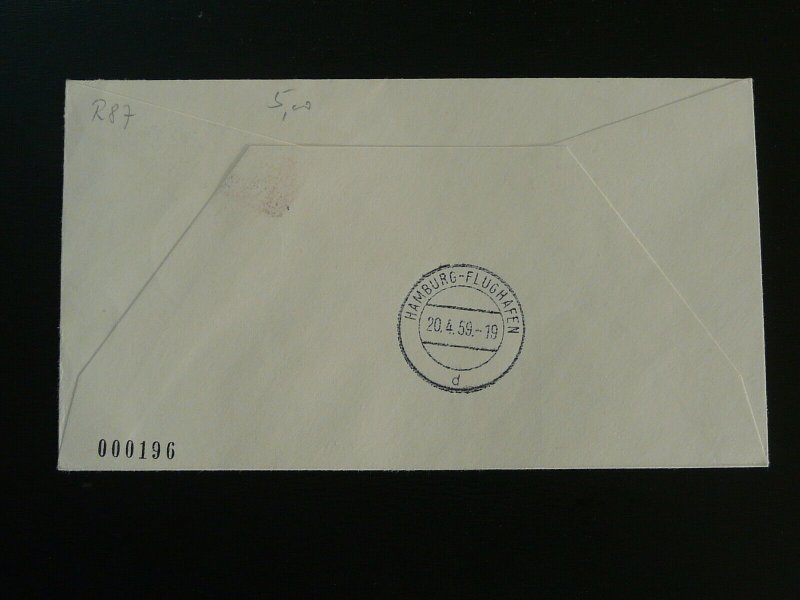 first flight cover Lufthansa 1959 Stockholm Sweden to Hamburg 92186