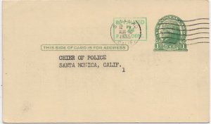 California State Prison, Soledad to Chief Of Police, Santa Monica 1935 (52716)