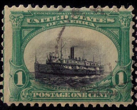 US 294 USED 1c Pan American Low Shift Error Ship Down Sinking F-VF