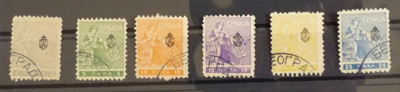 Serbia c1911 Newspaper Stamps - 6 Different - Beograd Cancel US 2 