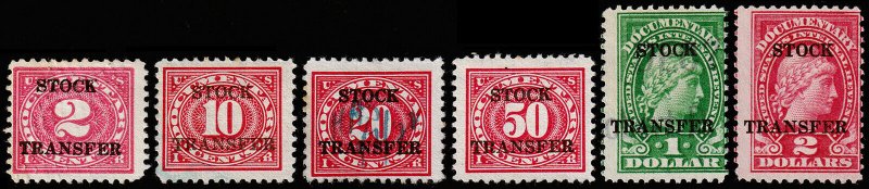 United States Revenue Scott RD33-RD38 (1920) Used/Mint H F-VF, CV $90.10 W