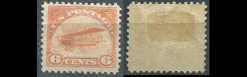 #C1 US AIRMAIL 6¢ Jenny Mint Heavy Hinged - Just Fine CV $60.00    (6r)