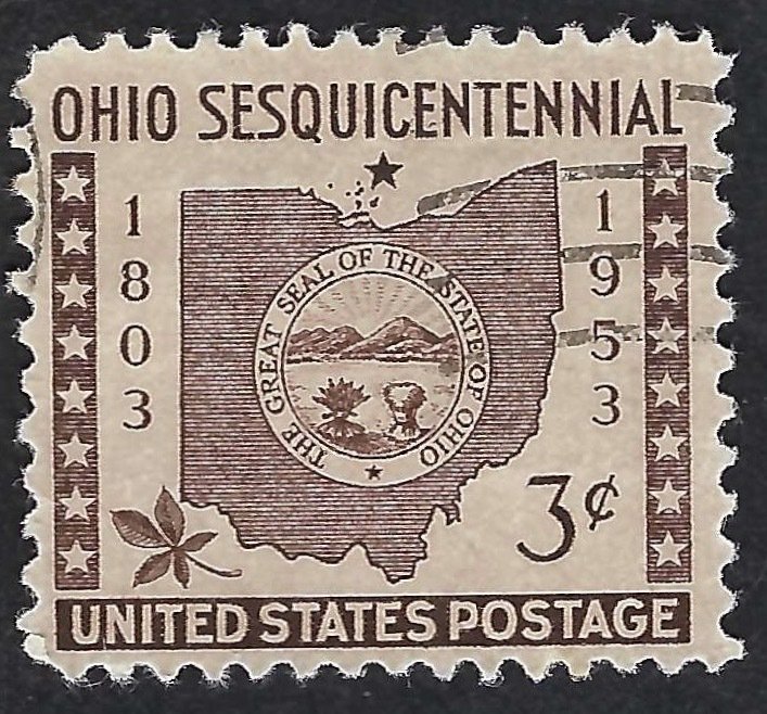 United States #1018 3¢ Ohio Statehood (1953). Used