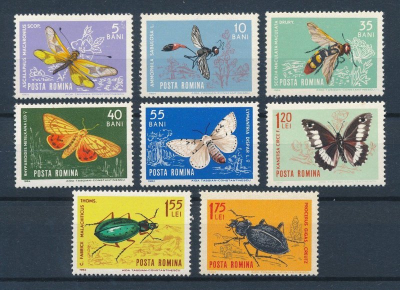 [119285] Romania 1964 Insects butterflies bee beetles  MNH