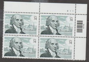 U.S. Scott #3545 James Madison Stamp - Mint NH Plate Block