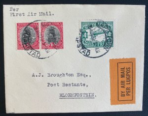 1929 Cape Town South Africa First Flight Airmail Cover To Bloemfontein