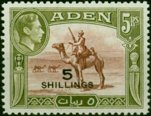 Aden 1951 5s on 5R Red-Brown & Olive-Green SG45 Fine LMM