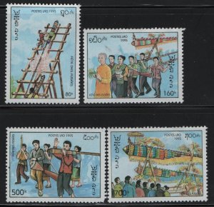 LAOS, 1227-1230, MNH, 1995, ROCKET FESTIVAL