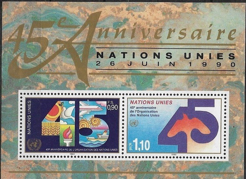 1988 United Geneva Vienna 45 Anniversary of UN  SC# 190 Mint