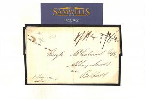 MS2950 1822 GB Scotland IRISH SEA MAIL *Whithorn* Dumfries Cover Abbeylands 