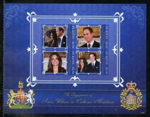 ST. KITTS  ENGAGEMENT OF PRINCE WILLIAM & KATE MIDDLETON  IMPERF SHEET I  NH