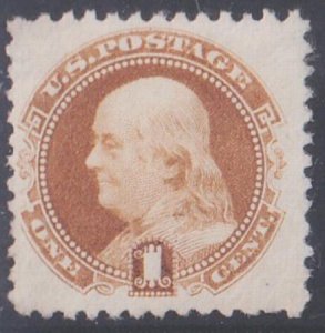 US 1869 Pictorials 133 Brown Orange, no gun as issued one perf thin Mint F-VF 
