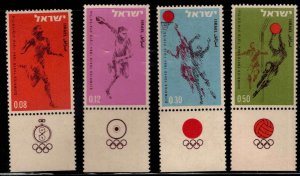 ISRAEL Scott 259-262 MNH**  Sports set with tabs on aged paper