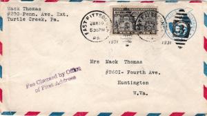 United States Pennsylvania East Pittsburgh 1931 numeral duplex  10c Gray Viol...