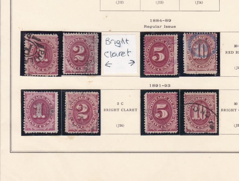 UNITED STATES 1879 - 1889 POSTAGE DUES ON ALBUM PAGE CAT £250+   R 2352