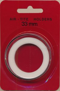 AIR-TITE Round Coin Holder - 33 mm - White Ring (US $10 Gold, 1st Spouse Bronze) 
