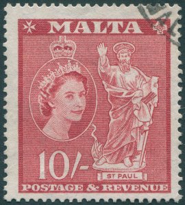 Malta 1956 10s carmine-red SG281 used