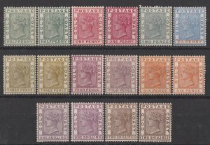 GOLD COAST 1884 QV set ½d to 2/-, wmk crown CA, + shades.