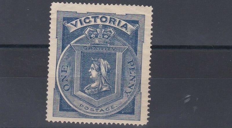 VICTORIA  1897  S G 353  1D   BLUE  MH  OLD HINGE COVERING A THIN SPACE FILLER