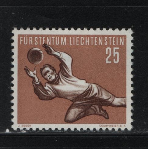 LIECHTENSTEIN 279 Hinged, 1954 Goalkeeper