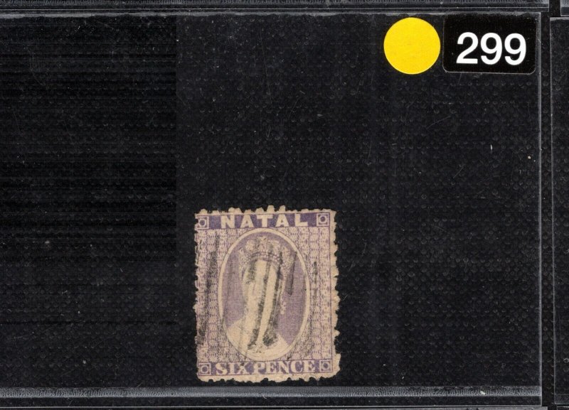 South Africa NATAL QV CHALON Stamp SG.24x 6d Variety WMK REVERSED Used YELLOW299