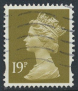 GB  Machin 19p SG Y1682  Used  Blue band SC# MH208  see scans & details