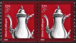 SC#3759 3¢ Silver Coffeepot Coil Pair (Reprinted 2013) MNH