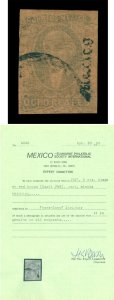 MEXICO 1867  HIDALGO  8r red brown  Scott # 40 used  w/Cert.