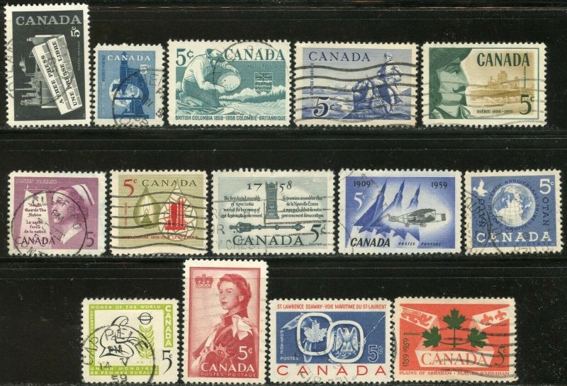CANADA Sc#375-388 1958-59 Postage Complete Used