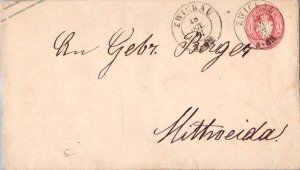 Germany Saxony 1ng Arms Envelope 1867 Zwickau to Mittweida.