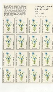 Sweden Charity Stamps Sheet of 16 National Assoc. of the Deaf Halsingland MNH
