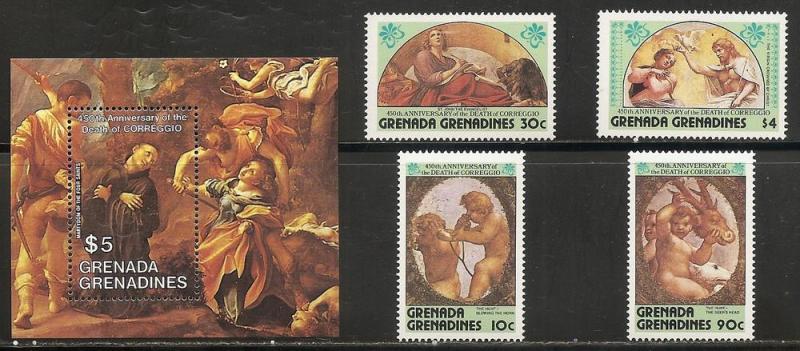 Grenada Grenadines 606-10 1984 Correggio Paintings set an...
