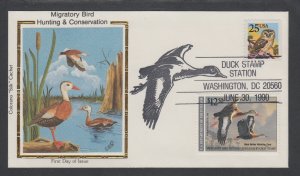 US Sc RW57 Colorano FDC, 1990 $12.50 Duck Stamp, Duck Stamp Station Cancel 