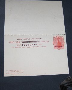 Zululand 1893 overprint Postcard double SPECIMENT (HG #4)- SCARCE