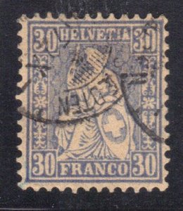 SWITZERLAND SCOTT #56 USED 30c 1867-1878