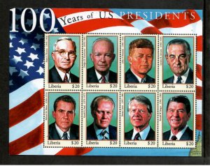 Liberia 2000 - 100 Years of United States Presidents - Sheet of 8 Stamps - MNH