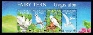 1999 Ascension 786-789strip+Tab WWF, Birds 8,00 €