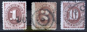 Scott #J15,J16&J19 - Red Brown - Postage Due Stamps - Lot - Used - 1884