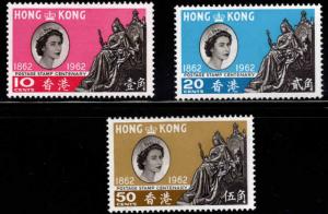 Hong Kong Scott 200-202 MH* 1962 stamp centenary set