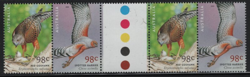 Australia 2001 MNH Sc 2005a 98c Red goshawk, Spotted Harrier Gutter