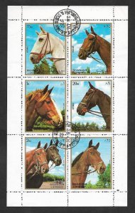 SD)1972 SHARJAH COMPLETE SERIES HORSES, MINISHEET OF 6 STAMPS MNH