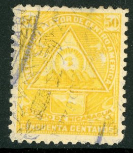 Nicaragua 1898 Coat of Arms 50¢ Original Seebeck Unwmk Scott 109I VFU Z753