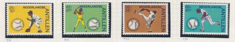 NETHERLANDS ANTILLES, 1984 Baseball Federation set of 4 & Souvenir Sheet, mnh. 