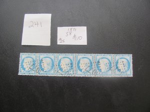 FRANCE 1871 USED SC 58 STRIP OF  6 VF  (241)