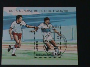 ​NICARAGUA-1990-  WORL CUP SOCCER-ITALIA'90 CTO S/S VERY FINE  FANCY CANCEL