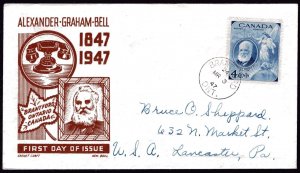 Canada 274 Alexander Graham Bell FDC Cachet Craft/Boll cachet  Mar 3, 1947