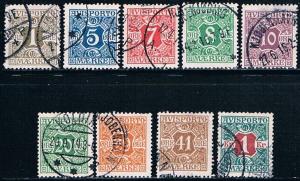 Denmark P11//P20, Newspaper Stamps, set of 9, used, VF