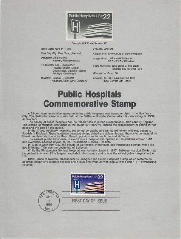 US SP746 Public Hospitals Souvenir Page #2210