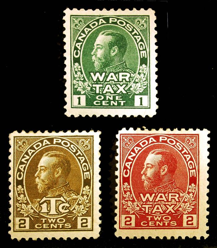 Canada #MR1-MR2 & #MR4 1915-16 War Tax Mint Hinged 3 items